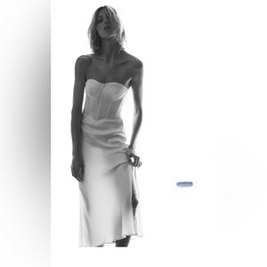 NWT - Zara rhinestone corset midi dress - oyster white 1165/152